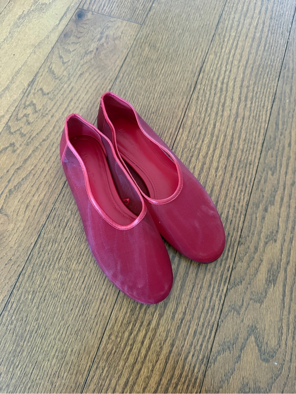 Massimo Dutti Red Mesh Ballet Flat - Picture 6 of 10